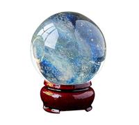 RUAJOGYNVM Yellow Crystal Ball with Wooden Stand Melting Smelt Citrine Quartz Sphere for Healing/Divination/Chakra Balance/Yoga/Home/Office FengShui Decoration,70mm