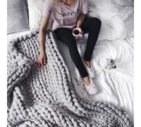 RUANLOV Coperta Lavorata A Maglia, Coperta Morbida, Coperta All'Uncinetto Fatta A Mano A Trecce, Grande Coperta A Maglia, Coperta Annodata, Adatto Per La Decorazione Domestica Del Divano (D 80x80cm)