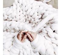 RUANLOV Coperta Lavorata A Maglia, Coperta Morbida, Coperta All'Uncinetto Fatta A Mano A Trecce, Grande Coperta A Maglia, Coperta Annodata, Adatto Per La Decorazione Domestica Del Divano (F 80x80cm)
