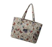 Ruarby Borsa a tracolla da donna in tela con motivo a farfalla colorata con ampio scomparto per laptop, libri e altro ancora borsa casual per tutti i giorni, bianco, One Size