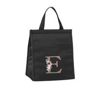 Ruarby Borsa termica per il pranzo alla moda con stampa floreale con lettera e fiori, borsa termica portatile per un facile trasporto dei pasti, fodera impermeabile per il pranzo