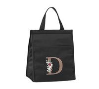 Ruarby Borsa termica per il pranzo alla moda con stampa floreale con lettera e fiori, borsa termica portatile per un facile trasporto dei pasti, fodera impermeabile per il pranzo