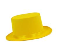 Ruarby Cappello a cilindro alla moda morbido con nastro per la maggior parte delle età a tesa corta Fedora sofisticato Panama Mago Cappello a cilindro per bambini Bulk, Giallo, Taglia unica