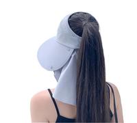Ruarby Cappello da sole traspirante da donna vuoto con patta per il collo a tesa larga regolabile leggero cappello da sole sportivo per le donne, grigio, Taglia unica