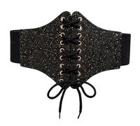 Ruarby Cintura elastica da donna elegante corsetto con corda regolabile dimagrante decorativo con motivo a stella body da donna per banchetti, Nero , D