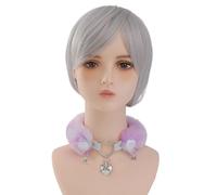 Ruarby Collana girocollo gotica con ciondolo a forma di cuore, collana in peluche, da donna, gioiello per Halloween, moda da, J, Taglia unica