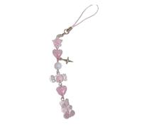 Ruarby Colorful Keychain Lanyard String Elegante Orso Candy Portachiavi Pratico Ciondolo Telefono Perline Colorate Portachiavi Ornamento, tessuto/piuma