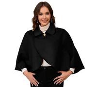 Ruarby Croci Anteriore Capelet Scialli Faux Lana Calda Coverup Collare Risvolto Breve Mantello Poncho Autunno Inverno Tinta Unita Per Le Donne Mantelli Scialle, Nero , Taglia unica