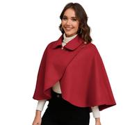 Ruarby Croci Anteriore Capelet Scialli Faux Lana Calda Coverup Collare Risvolto Breve Mantello Poncho Autunno Inverno Tinta Unita Per Le Donne Mantelli Scialle, Rosso, Taglia unica