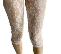 Ruarby Leggings Capris da donna lunghezza al ginocchio velato sottile pantaloni corti da donna trasparenti pantaloncini in pizzo floreale collant intimo leggings corti in pizzo floreale, bianco