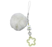 Ruarby Portachiavi a forma di palla di capelli gialli con ciondolo a forma di stella, semplice e portatile, accessorio per telefono cellulare, per uomini e donne, tessuto/piuma