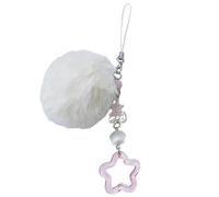 Ruarby Portachiavi a forma di palla di capelli gialli con ciondolo a forma di stella, semplice e portatile, accessorio per telefono cellulare, per uomini e donne, tessuto/piuma
