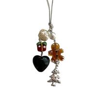 Ruarby Portachiavi con ciondolo a forma di stella, cuore, cinturino per telefono, cordino per donne, ragazze, zaino, ornamento per chiavi dell'auto, gioielli, tessuto/piuma