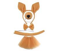 Ruarby Set costume canguri orecchie fasce papillon coda guanto naso gonna per bambini Halloween cosplay partito bambini
