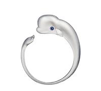 Ruarby Simpatico anello con balena con occhi blu, anello di personalità animale Beluga, anello semplice per donne e ragazze, anello a coda regolabile, come descritto