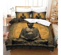 RUASVENNS Buddha Set Copripiumino Copripiumino 3D Stampa Digitale 3 Pezzi E Federe Set Di Biancheria Da Letto Con Cerniera Microfibra Morbido Per Bambini Single(140x200cm)