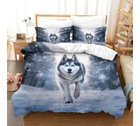 RUASVENNS Husky Copripiumino 3 Pezzi 3D Stampa Digitale Set Copripiumino Con Cerniera Set Di Biancheria Da Letto Microfibra Morbido E Federe Per Bambini King（220x240cm）