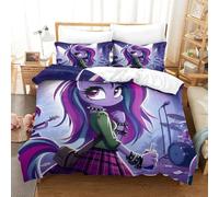 RUASVENNS Il mio piccolo pony 3 Pezzi 3D Stampa Digitale Rainbow Unicorn Copripiumino Set Copripiumino Microfibra Morbido E Federe Set Di Biancheria Da Letto Con Cerniera Per Bambini King(220x240cm)
