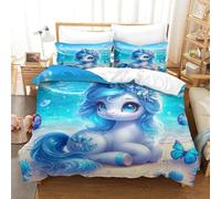 RUASVENNS Il mio piccolo pony 3D Stampa Digitale Rainbow Unicorn Copripiumino 3 Pezzi Set Copripiumino E Federe Microfibra Morbido Set Di Biancheria Da Letto Con Cerniera Per Bambini King(220x240cm)