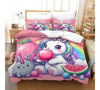 RUASVENNS Il mio piccolo pony 3D Stampa Digitale Rainbow Unicorn Set Copripiumino Copripiumino 3 Pezzi Set Di Biancheria Da Letto Con Cerniera E Federe Microfibra Morbido Per Bambini King(220x240cm)