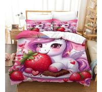 RUASVENNS Il mio piccolo pony Set Copripiumino Copripiumino 3 Pezzi 3D Stampa Digitale Rainbow Unicorn Set Di Biancheria Da Letto Microfibra Morbido Con Cerniera E Federe Per Bambini King(220x240cm)