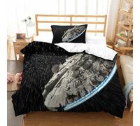 RUASVENNS Star Wars 3D Stampa Digitale Millennium Falcon 2 Pezzi Copripiumino Set Copripiumino Con Cerniera E Federe Microfibra Morbido Set Di Biancheria Da Letto Per Bambini Single（135x200cm）