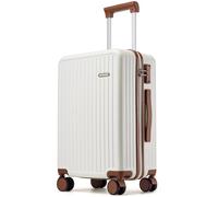 Ruausine Bagaglio a mano approvato dalle compagnie aeree, valigia rigida con ruote girevoli, piccolo bagaglio a mano leggero con guscio rigido e lucchetto TSA (White, 20 IN)