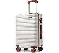 Ruausine Valigia Trolley 55x40x20 con ruote e lucchetto TSA, approvata Ryanair. Leggera valigia rigida, ideale per bagaglio a mano o stiva 23kg. Offerte speciali (Bianco, 20 IN)