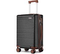 Ruausine Valigia Trolley 55x40x20 con ruote e lucchetto TSA, approvata Ryanair. Leggera valigia rigida, ideale per bagaglio a mano o stiva 23kg. Offerte speciali (Nero, 20 IN)