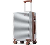 Ruausine Valigia Trolley 55x40x20 con ruote e lucchetto TSA, approvata Ryanair. Leggera valigia rigida, ideale per bagaglio a mano o stiva 23kg. Offerte speciali (Argento, 20 IN)