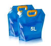 Ruayia 2 taniche pieghevoli per acqua, 5 l, con maniglia per il trasporto, con coperchio ermetico, per attività all'aperto, campeggio, escursioni, picnic (blu)