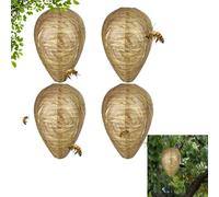 Ruayia 4 pezzi di nido di vespe artificiale, resistente alle intemperie, finti di vespe per difendere, nido di vespe sospeso, previene la nuova costruzione del nido, riutilizzabile e durevole