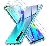 Ruayia Cover per Huawei P30, 2 x Vetro Temperato Protezione schermo, Trasparente Silicone Case, Antiurto Anti-Ingiallimento TPU Anti-Graffi Clear Custodia Bumper Morbida Cover - 6,1 Pollici -