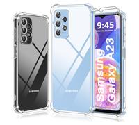 Ruayia Cover per Samsung Galaxy A23 4G/5G Trasparente+2 Pezzi Pellicola Vetro Temperato, Custodia Antiurto in TPU Morbido con Angoli Rinforzati, Silicone Protettiva Case-6.6 Pollici-Trasparente