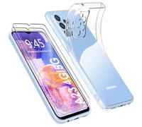 Ruayia Cover per Samsung Galaxy A23 4G/5G Trasparente+ 2 Pezzi Pellicola Vetro Temperato, Custodia Antiurto in TPU Morbido, Ultra Sottile Silicone Protettiva Case-6.6 Pollici-Trasparente