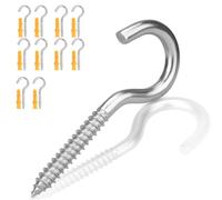 Ruayia Ganci a vite in acciaio inox, 10 pezzi, M5 x 65 mm, 304, autofilettanti, viti a occhielli, ganci da soffitto, viti a gancio, viti per chiodi per fai da te, sughero, artigianato, telaio in legno