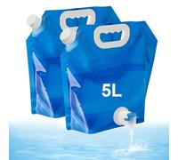 Ruayia Tanica per acqua pieghevole con rubinetto, 5 l, 2 pezzi, contenitore per acqua potabile con manico, contenitore per acqua con coperchio denso, per escursioni, picnic, conservazione dell'acqua a