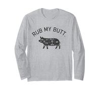 Rub My Butt, Funny Grill Master, Funny Dad, Funny Summer Maglia a Manica