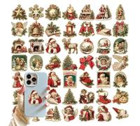 Rub On Stickers Christmas - Adesivi natalizi a tema natalizio, adesivi a tema natalizio, rotoli di adesivi natalizi vintage, adesivi impermeabili vintage, 50 decalcomanie per mobili, finestre