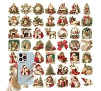 Rub on Stickers Natale - Rub on Transfers natalizi vintage | 50 adesivi a tema natalizio: decalcomanie, adesivi natalizi retrò, adesivis impermeabili per artigianato e mobili