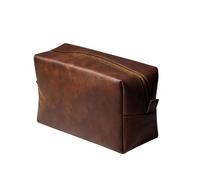 RUBAB MEN Beauty case da uomo in pelle vegana di alta qualità, borsa per kit da barba e custodia da viaggio per uomo, fodera impermeabile, colore marrone chiaro Pack-It Smart Edition, Marrone, Pack It