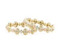 Rubans Set di 2 braccialetti smaltati placcati oro 18 K con pietre bianche e accenti di colore pastello - per look festivi e matrimoni da donna