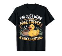 Rubber Duck Im Just Here for Free Coffee Duck Caccia Maglietta