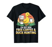 Rubber Duck Im Just Here for Free Coffee Duck Caccia Maglietta