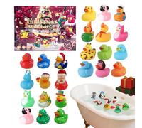 Rubber Duckling Christmas Advent, 24 Days of Christmas Latex Duck Set, Stocking Stuffers, Party Favors, Bath Toys, for Kids, Boys, Girls, Bathroom, Travel, Home, Holiday Fun