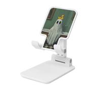 Rubber Ducky On Ghost Head Supporto per cellulare pieghevole ad angolo regolabile in altezza Supporto per cellulare portatile da tavolo compatibile con tutti gli smartphone bianco