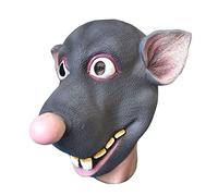 Rubber Johnnies Divertente maschera da topo, taglia unica, dipinta a mano, grigio, adulto, cartone animato