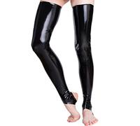 Rubberfashion Calze in lattice lunghe a punta aperta - Calze al ginocchio sopra il ginocchio - Calze sexy per donne e uomini nero 0,4 mm L