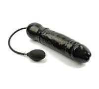 Rubberfashion Dildo anale in lattice gonfiabile estremamente grande - Dildo realistico XXXXL con pompa per donne e uomini 33 x 7,1 cm nero 0,8 mm senza nucleo solido