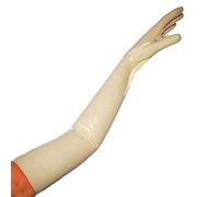 Rubberfashion Guanti in lattice lunghi - Guanti in lattice lunghi fino al gomito per donne e uomini, coppia bianco 0,4 mm XL